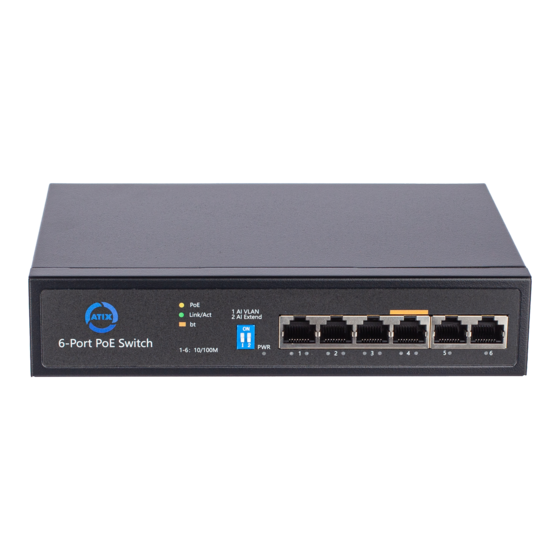 PoE коммутатор 6 портов ATIX AT-NS-4P2-65 (3F)